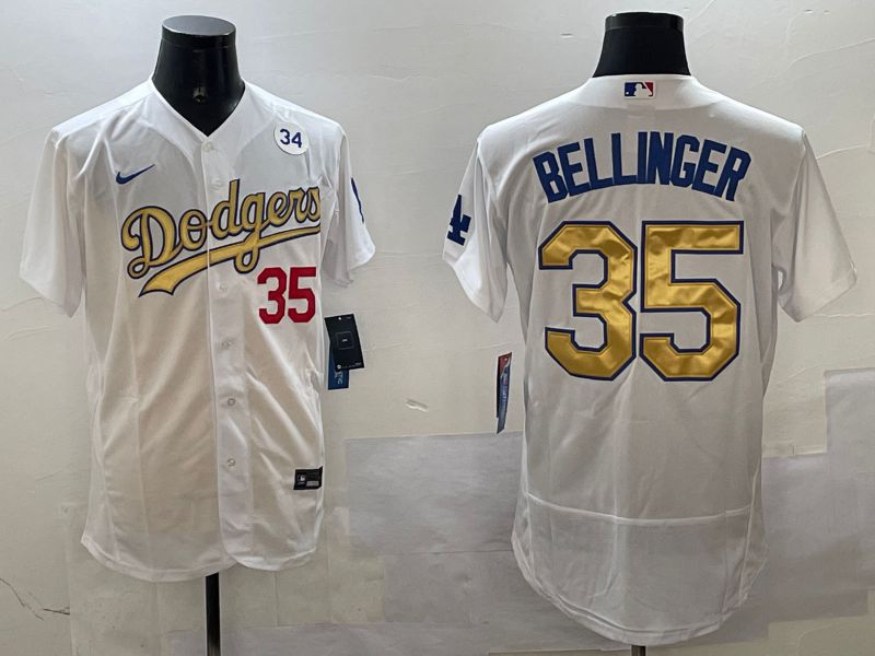 Men Los Angeles Dodgers #35 Bellinger White Elite 2025 Nike MLB Jersey style 7->youth mlb jersey->Youth Jersey